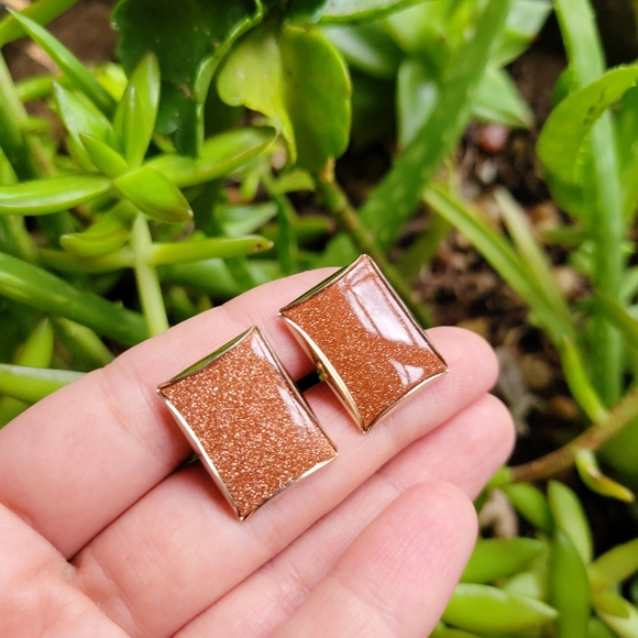 Vintage Sunstone Cuff Links - Picture 11 of 16